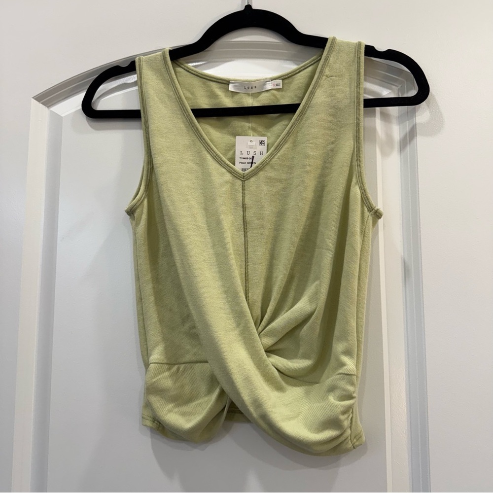 LUSH Women's Green Twist Front Top